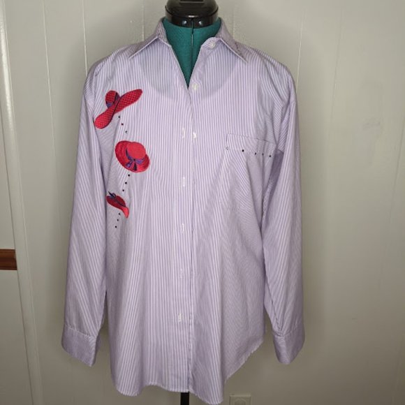 H&J Embroidered Striped Long Sleeve Shirt. Size S. - Picture 1 of 10